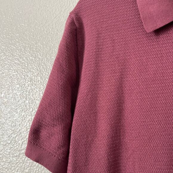 J Crew Factory Basketweave cotton sweater-polo short sleeve mauve pink CI774 - Picture 5 of 8